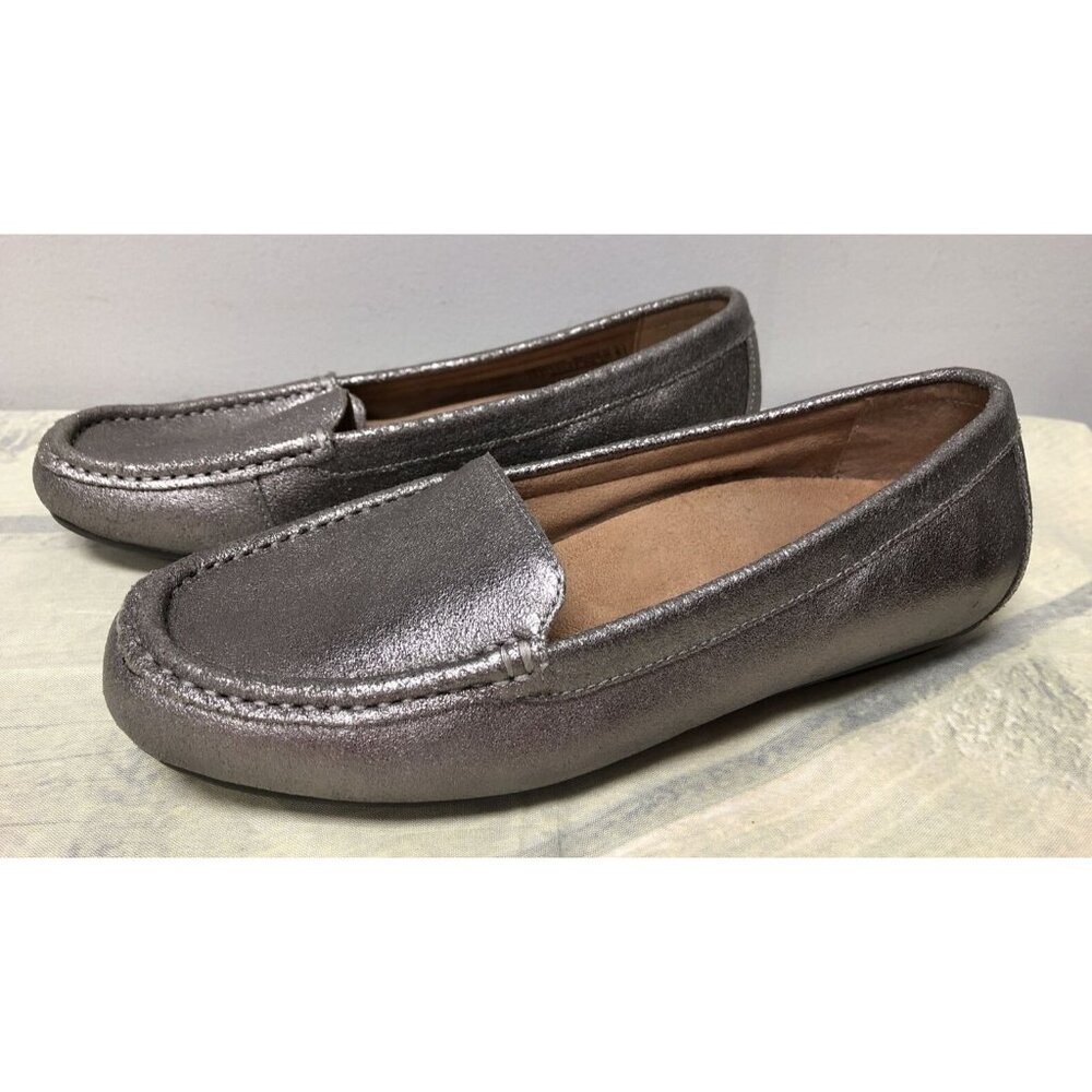 Vionic Metallic Silver Leather Slip On Loafers Womens 9 / 41 (5M74)